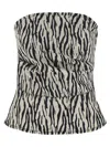 Rotate Birger Christensen Zebra-print Strapless Top In Black