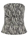 Rotate Birger Christensen Zebra-print Strapless Top In Black