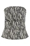 Rotate Birger Christensen Blackwhite Printed Denim Top In Multi