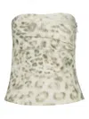 Rotate Birger Christensen Cotton Top With Denim Animal Print In Nude