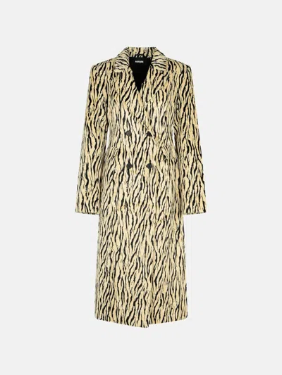 Rotate Birger Christensen Printed Faux Fur Coat In Sand