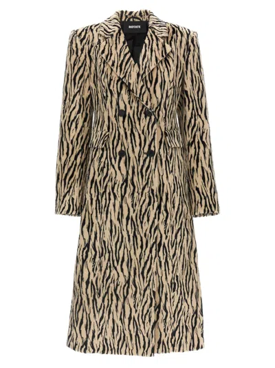 Rotate Birger Christensen Printed Faux Fur Coat In Brown