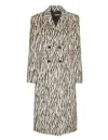 Rotate Birger Christensen Rotate Zebra Print Long Coat With Double-breasted Design And Large Lapels In Multi
