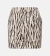 Rotate Birger Christensen Womens Egret Comb Printed Faux-fur Cotton-blend Mini Skirt In Black