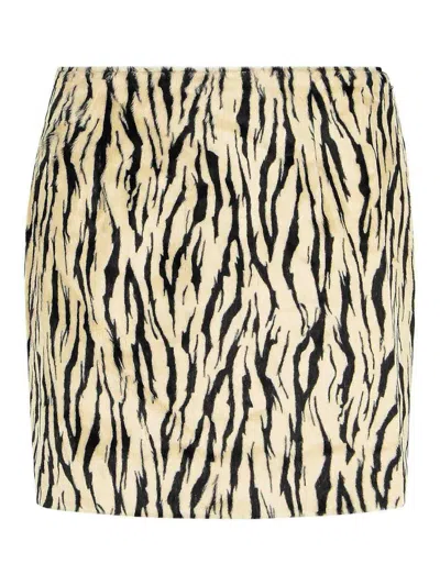 ROTATE BIRGER CHRISTENSEN PRINTED FAUX FUR SKIRT