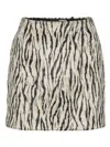 Rotate Birger Christensen Womens Egret Comb Printed Faux-fur Cotton-blend Mini Skirt In Black