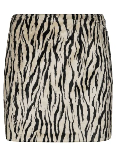 ROTATE BIRGER CHRISTENSEN PRINTED FAUX FUR SKIRT