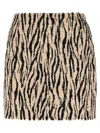 Rotate Birger Christensen Womens Egret Comb Printed Faux-fur Cotton-blend Mini Skirt In Multi
