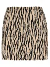 Rotate Birger Christensen Womens Egret Comb Printed Faux-fur Cotton-blend Mini Skirt In Multi