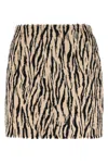 Rotate Birger Christensen Womens Egret Comb Printed Faux-fur Cotton-blend Mini Skirt In Multi