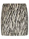 Rotate Birger Christensen Womens Egret Comb Printed Faux-fur Cotton-blend Mini Skirt In Multi