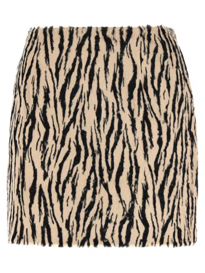 Rotate Birger Christensen 'printed Faux Fur' Skirt In Brown