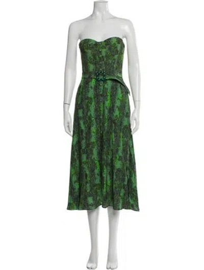 Pre-owned Rotate Birger Christensen Printed Knee-length Dress In Green