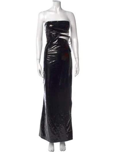 Pre-owned Rotate Birger Christensen Printed Long Dress In Black