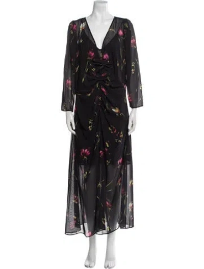 Pre-owned Rotate Birger Christensen Printed Long Dress In Black