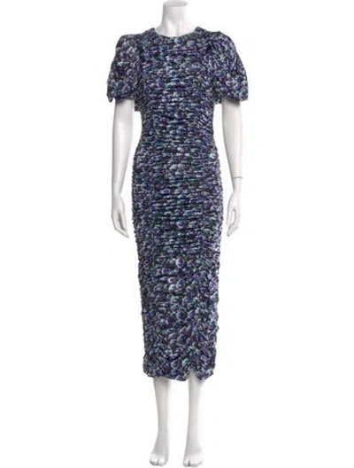 Pre-owned Rotate Birger Christensen Printed Long Dress In Blue