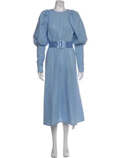 Pre-owned Rotate Birger Christensen Printed Long Dress In Blue
