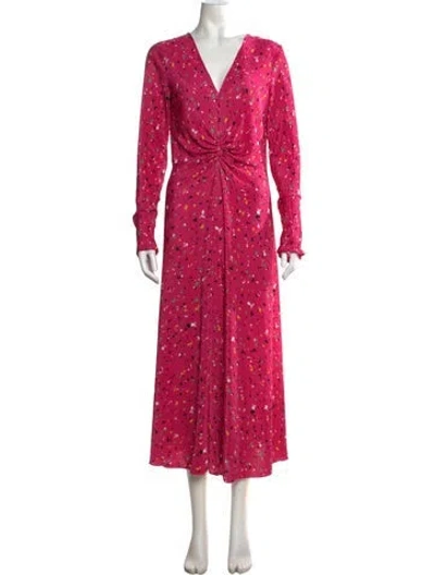 Pre-owned Rotate Birger Christensen Printed Long Dress In Pink
