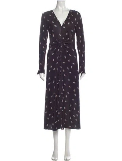 Pre-owned Rotate Birger Christensen Printed Long Dress In Purple