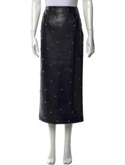 Pre-owned Rotate Birger Christensen Printed Long Skirt In Black