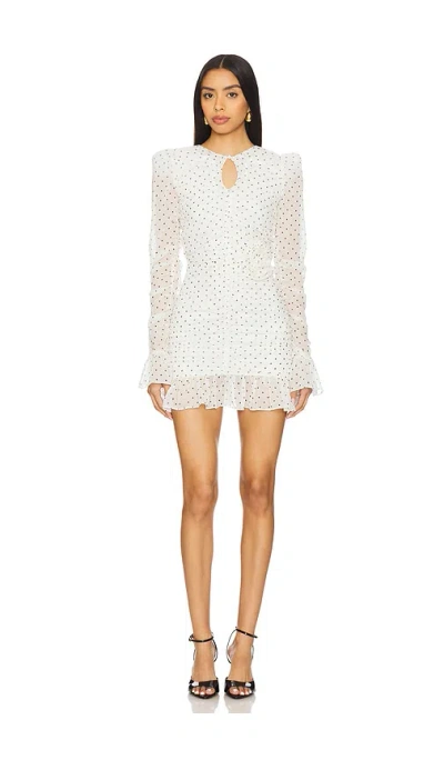 Rotate Birger Christensen Printed Long Sleeve Dress In Ivory