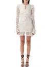 Rotate Birger Christensen Printed Long-sleeves Mini Dress In Egret