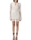 Rotate Birger Christensen Printed Long-sleeves Mini Dress In White