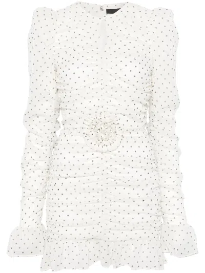 Rotate Birger Christensen Printed Long-sleeves Mini Dress In White