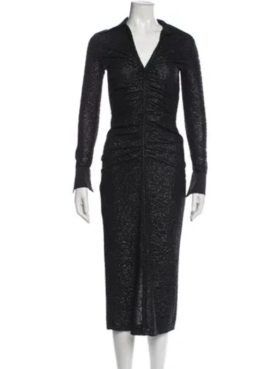 Pre-owned Rotate Birger Christensen Printed Midi Length Dress In Black
