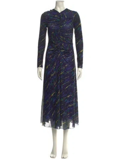 Pre-owned Rotate Birger Christensen Printed Midi Length Dress In Blue