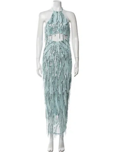 Pre-owned Rotate Birger Christensen Printed Midi Length Dress In Blue