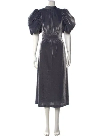 Pre-owned Rotate Birger Christensen Printed Midi Length Dress In Blue