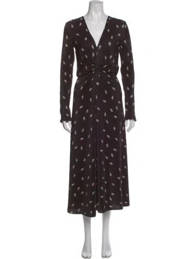 Pre-owned Rotate Birger Christensen Printed Midi Length Dress In Brown