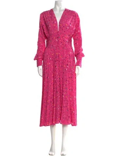 Pre-owned Rotate Birger Christensen Printed Midi Length Dress In Pink