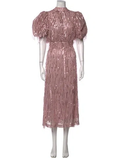 Pre-owned Rotate Birger Christensen Printed Midi Length Dress In Pink