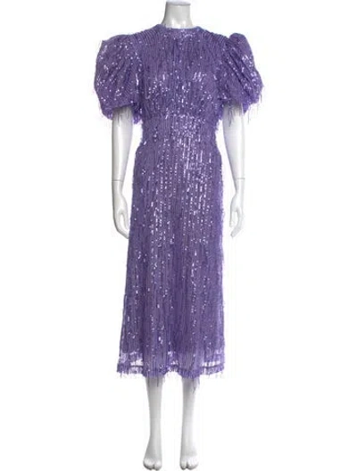 Pre-owned Rotate Birger Christensen Printed Midi Length Dress In Purple