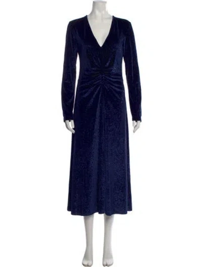 Pre-owned Rotate Birger Christensen Printed Midi Length Dress W/ Tags In Blue