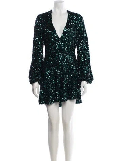 Pre-owned Rotate Birger Christensen Printed Mini Dress In Black
