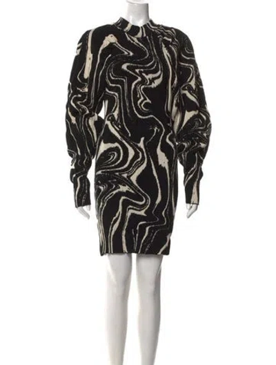 Pre-owned Rotate Birger Christensen Printed Mini Dress In Black