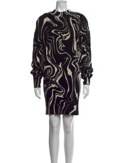 Pre-owned Rotate Birger Christensen Printed Mini Dress In Black