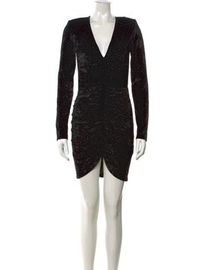 Pre-owned Rotate Birger Christensen Printed Mini Dress In Black