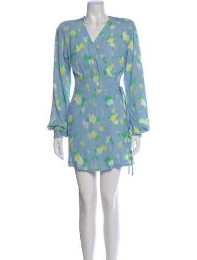 Pre-owned Rotate Birger Christensen Printed Mini Dress In Blue