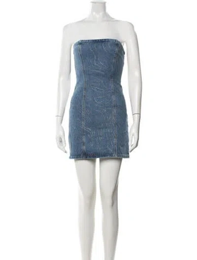 Pre-owned Rotate Birger Christensen Printed Mini Dress In Blue