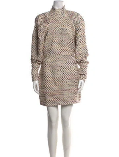 Pre-owned Rotate Birger Christensen Printed Mini Dress In Neutral