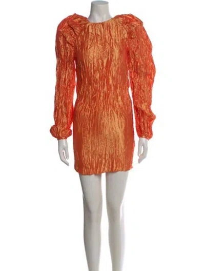 Pre-owned Rotate Birger Christensen Printed Mini Dress In Orange