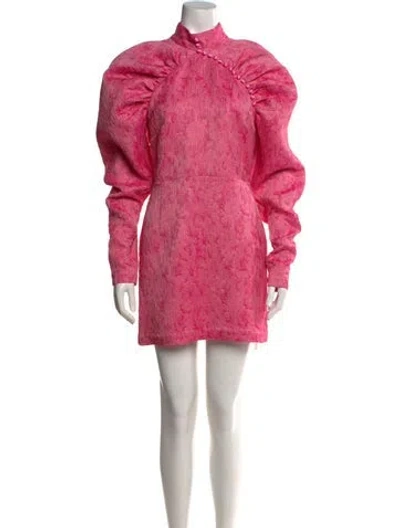 Pre-owned Rotate Birger Christensen Printed Mini Dress In Pink