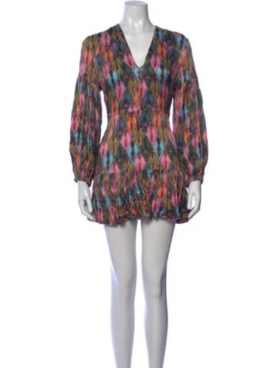 Pre-owned Rotate Birger Christensen Printed Mini Dress In Pink