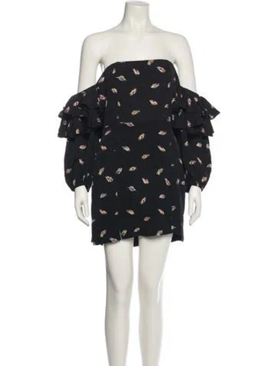 Pre-owned Rotate Birger Christensen Printed Mini Dress W/ Tags In Black