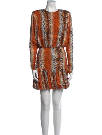 Pre-owned Rotate Birger Christensen Printed Mini Dress W/ Tags In Orange
