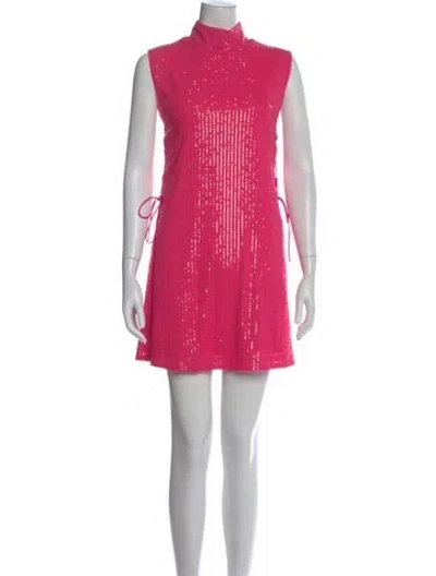 Pre-owned Rotate Birger Christensen Printed Mini Dress W/ Tags In Pink
